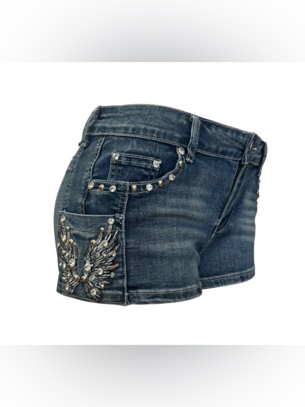 Platinum Plush Embellished Denim Cargo Shorts